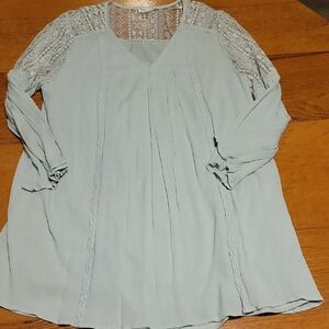 Love Riche Mint Lace Sleeve Mini Dress